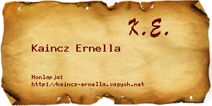 Kaincz Ernella névjegykártya